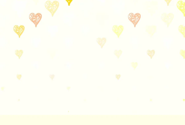 Светло Оранжевый Вектор Обратного Хода Сладкими Сердцами Яркая Иллюстрация Сердцами — стоковый вектор