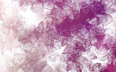 Açık pembe vektör çiçekli doğal fon. Renkli, soyut karalama çiçekleri olan bir resim. Cep telefonlarının geçmişleri için şablon.