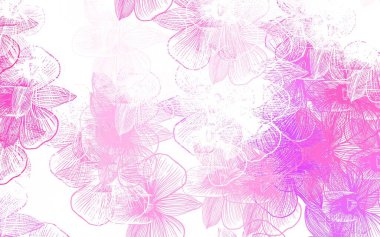 Çiçekli açık pembe vektör deseni. Çiçeklerle karalama tarzında renkli çizimler. İşiniz için yepyeni bir tasarım..