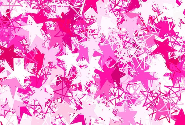 Світло Рожевий Векторний Фон Кольоровими Зірками Блискучі Кольорові Ілюстрації Зірками — стоковий вектор