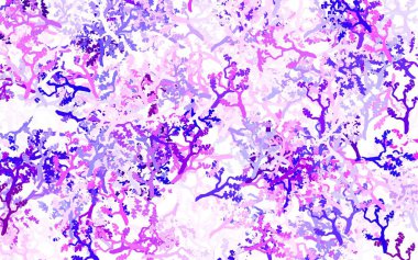 Açık Pembe, Mavi vektör karalama şablonu yapraklı, dallı. Yaprakları ve dalları olan zarif, parlak bir illüstrasyon. Duvar kağıdı tasarımınız için yeni bir doku.