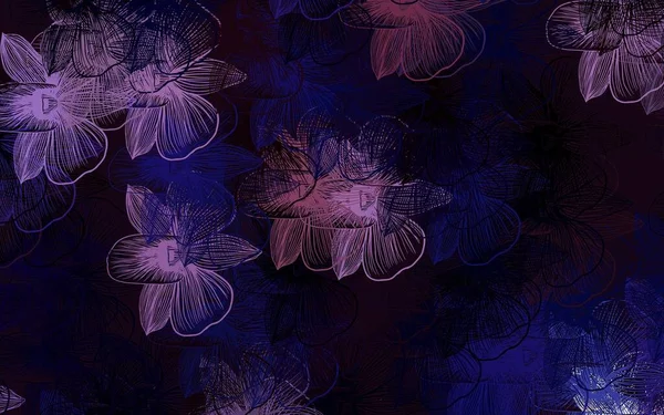 Rose Foncé Vecteur Bleu Illustration Naturelle Avec Des Fleurs Une — Image vectorielle