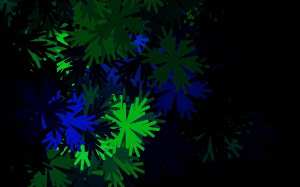 Dunkelblauer Grüner Vektor Natürlicher Hintergrund Mit Blumen Blumen Natürlichem Stil — Stockvektor