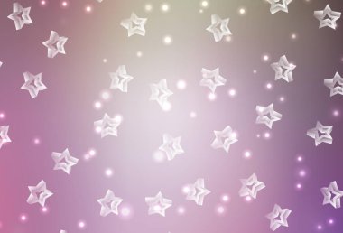 Açık Pembe, renkli yıldızlı yeşil vektör arkaplan. Yıldızlı parlak renkli illüstrasyon. Kozmik arkaplanlar için şablon.