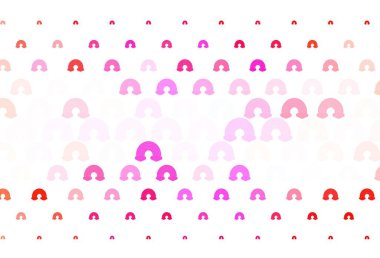 Açık pembe, gökkuşağı sembollü sarı vektör arkaplan. Renkli gökkuşağının rengarenk sembolleri. Olayları desteklemek için tasarım.