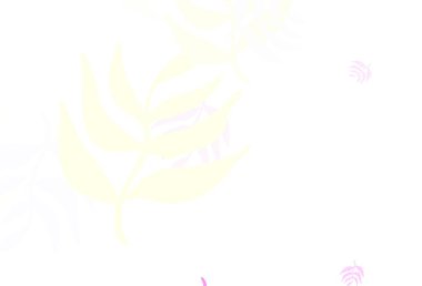 Açık pembe, yapraklı sarı vektör karalama deseni. Bulanık arkaplanda, gradyanı olan yapraklar. Web ve broşürler için elle boyanmış tasarım.