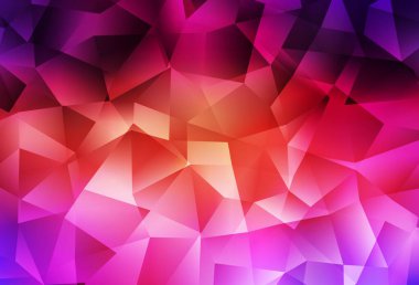 Açık pembe, sarı vektör üçgen mozaik şablon. Origami tarzında gradyan ile geometrik çizim. Broşürünüz için yepyeni bir tasarım..