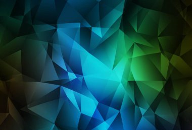 Koyu mavi, yeşil vektör düşük polimerli doku. Üçgenli modern soyut çizim. İşiniz için yepyeni bir tasarım..