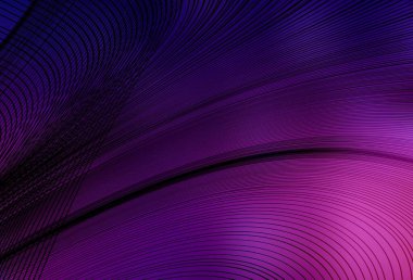 Eğri çizgileri olan koyu mor vektör deseni. Değişken çizgileri olan renkli soyut çizimler. İş tasarımınız için şablon.