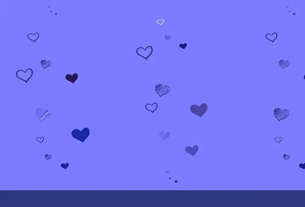 Patrón Vectorial Púrpura Claro Con Corazones Coloridos Ilustración Con Formas — Archivo Imágenes Vectoriales