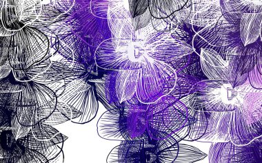 Açık Mor, pembe vektör çiçekli doğal sanat eseri. Karalama tarzında çiçekli soyut illüstrasyon. Ağ ve ambalaj için elle boyanmış tasarım.