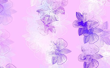 Açık Mor, çiçekli pembe vektör deseni. Parlak renkli resimli çiçekler. İş tasarımınız için yepyeni bir tarz.