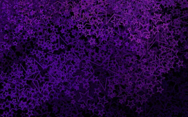 Dark Purple Pink Vector Backdrop Small Big Stars Glitter Abstract — Stock Vector