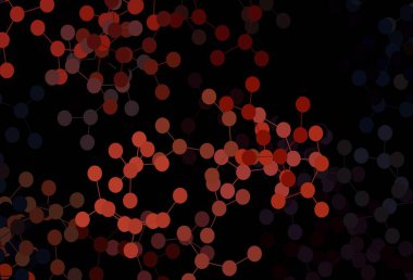 Koyu kırmızı vektör arka planı ve yapay zeka formları. Soyut şablondaki yapay zeka şekilleriyle parlayan illüstrasyon. Siber yeniliklerin tasviri için tasarım.