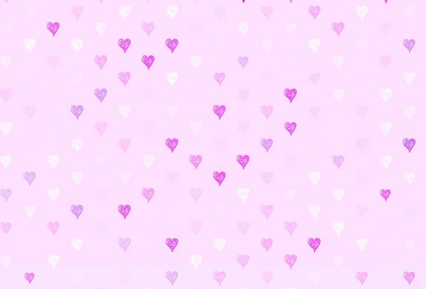 Light Purple Pink Vector Pattern Colorful Hearts Shining Illustration Hearts — Stock Vector