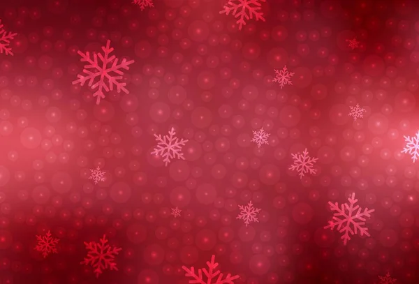 Lichtrode Vector Template Carnavalsstijl Abstracte Illustratie Met Kerstballen Sneeuwvlokken Patroon — Stockvector
