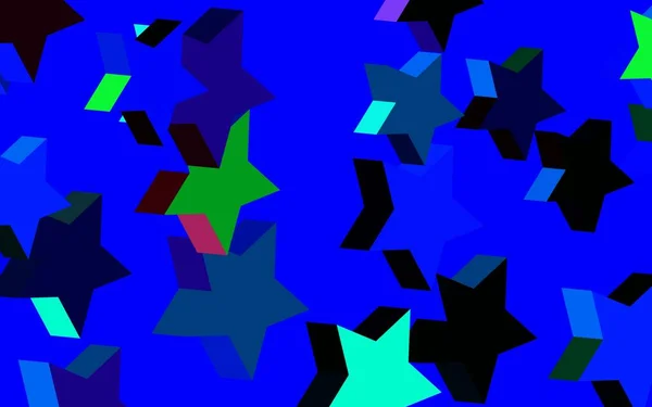 濃い青 色の星と緑のベクトルの背景 星の色で抽象的なイラストを光る 天文学ウェブサイトのパターン — ストックベクタ