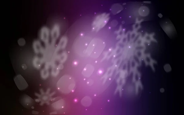 ダークパープル クリスマスの雪片とピンクのベクトルパターン クリスマススタイルで雪と輝く色のイラスト パターンは 新年の広告 小冊子に使用することができます — ストックベクタ