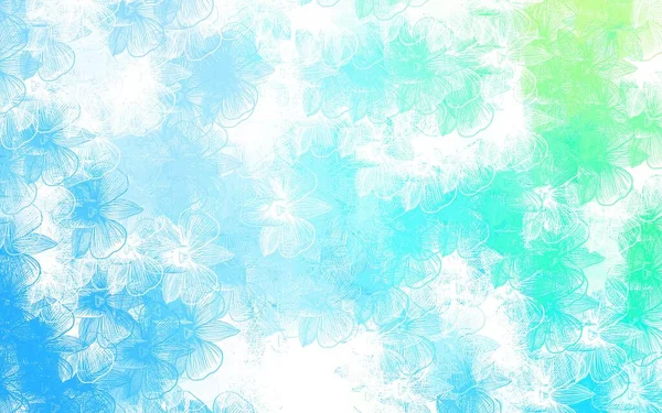 Светло Синий Зеленый Вектор Элегантный Узор Цветами Цветы Градиентом Белом — стоковый вектор