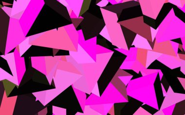 Koyu pembe, üçgen şekilli sarı vektör dokusu. Renkli üçgenli modern soyut illüstrasyon. Broşürler, broşürler için desen