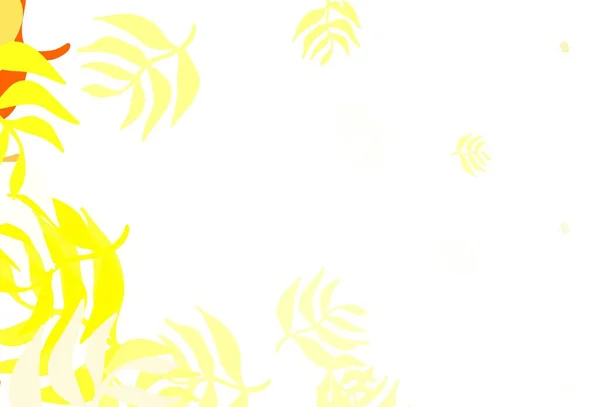 Modèle Gribouillage Vectoriel Rouge Clair Jaune Avec Feuilles Illustration Décorative — Image vectorielle
