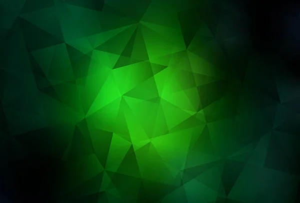 Dark Green Vector Low Poly Texture Shining Colorful Illustration Triangles — Stock Vector