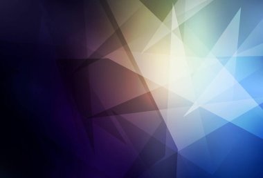 Koyu mavi, çokgen şekilli sarı vektör deseni. Renkli üçgenli modern soyut illüstrasyon. İniş sayfası için modern şablon.