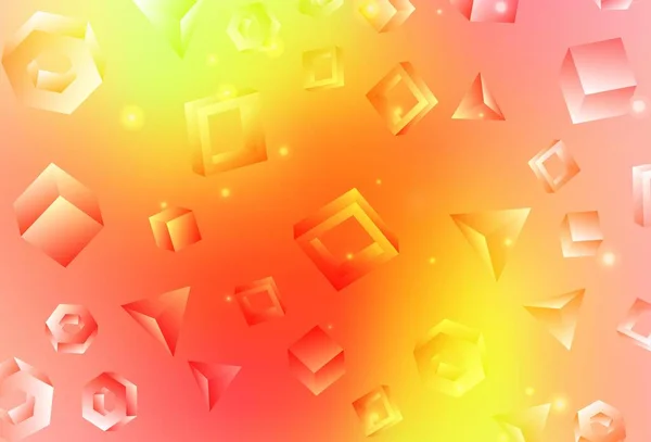 Lichtrode Gele Vectorachtergrond Met Driehoeken Blokjes Abstracte Gradiënt Illustratie Met — Stockvector