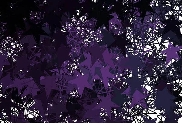 Dark Purple Vector Template Sky Stars Decorative Shining Illustration Stars — Stock Vector