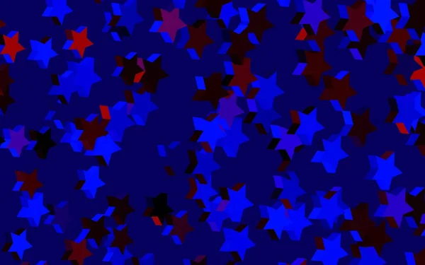 Ciemnoniebieski Czerwony Wzór Wektora Gwiazdkami Świecąca Kolorowa Ilustracja Gwiazdami Wzór — Wektor stockowy