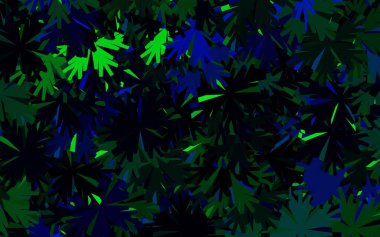 Koyu mavi, yeşil vektör karalama arkaplanı çiçekli. Parlak renkli resimli çiçekler. İş tasarımınız için yepyeni bir tarz.