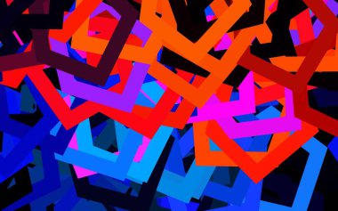 Koyu mavi, altıgenli kırmızı vektör arkaplanı. Altıgenli soyut bir tasarım. Reklamlar, broşürler için desen.