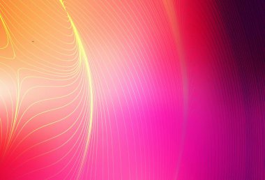 Açık Pembe, eğri çizgileri olan sarı vektör arkaplan. Eğimli çizgileri olan zarif parlak bir illüstrasyon. Broşürler, broşürler için doku.