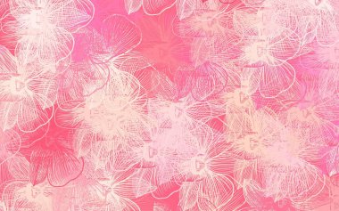 Açık pembe, çiçekli sarı vektör karalama arkaplanı. Karalama tarzında çiçekli renkli bir çizim. İş tasarımınız için yepyeni bir tarz.