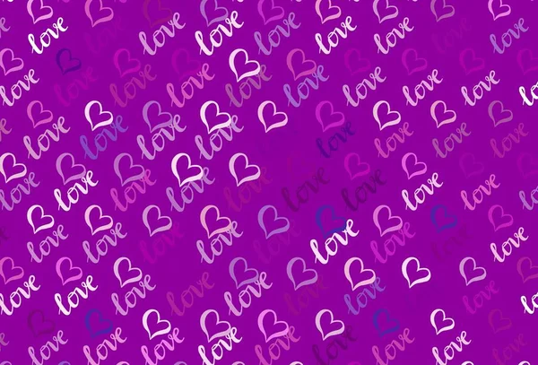 Violet Clair Motif Vectoriel Rose Avec Des Cœurs Colorés Design — Image vectorielle