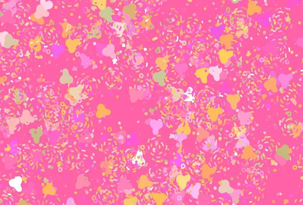 Rosa Claro Fundo Vetor Amarelo Com Formas Abstratas Design Decorativo — Vetor de Stock