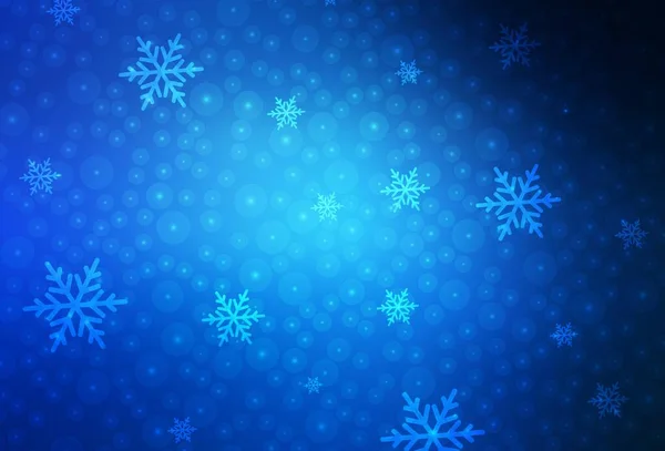 Mörkblå Vektor Layout Nyårsstil Abstrakt Illustration Med Julbollar Och Snöflingor — Stock vektor