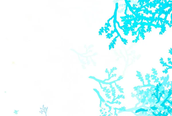 Bleu Clair Vecteur Jaune Papier Peint Élégant Avec Sakura Doodle — Image vectorielle