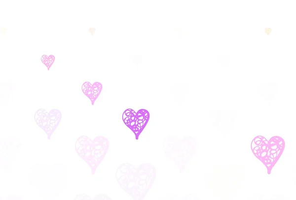 Ανοιχτό Ροζ Κίτρινο Διάνυσμα Πρότυπο Doodle Καρδιές Λαμπερή Απεικόνιση Καρδιές — Διανυσματικό Αρχείο