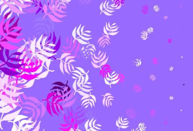 Hafif Mor Vektör Doğal Yapraklı Sanat. Origami tarzındaki yaprakların gradyanlı karalama çizimi. Cep telefonlarının geçmişleri için şablon.