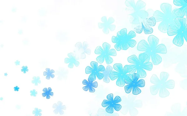 Ljus Blå Vektor Klotter Bakgrund Med Blommor Sketchiga Doodle Blommor — Stock vektor