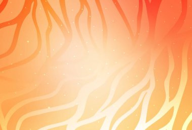 Bükülmüş çizgileri olan hafif turuncu vektör şablonu. Değişken çizgileri olan renkli soyut çizimler. İş tasarımınız için şablon.