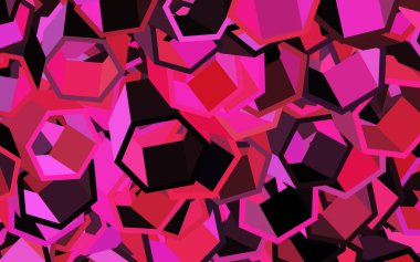Altıgenli koyu pembe vektör arkaplanı. Bulanık yüzeyde renkli altıgenlerin çizimi. Duvar kağıtlarının dokusu için desen.