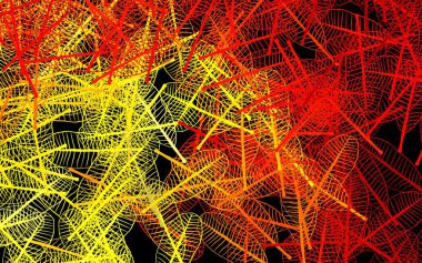 Koyu kırmızı, sarı vektör karalama desenli yapraklar. Parlak renkli çizimler ve karalama tarzında yapraklar. Cep telefonlarının geçmişleri için şablon.