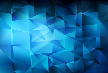 Çizgiler ve üçgenlerle koyu mavi vektör düzeni. Doğa tarzında üçgenleri olan güzel bir çizim. Web siteniz için basit tasarım.