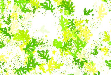 Açık yeşil, soyut şekilli sarı vektör dokusu. Modern tarzda değişen renkli kaotik formlar. Bir cep telefonu için arka plan.