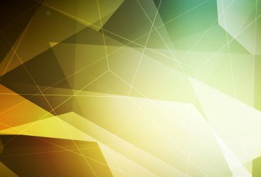 Koyu yeşil, sarı vektör düzeni çizgiler, üçgenler. Soyut üçgenli dekoratif tasarım. Kartvizitiniz için modern tasarım.