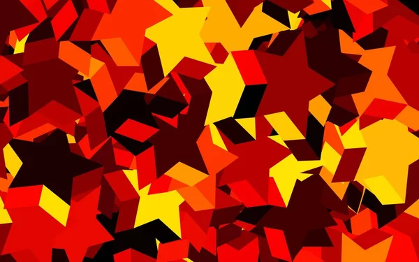 Tmavě Červená Žluté Vektorové Uspořádání Jasnými Hvězdami Zářící Barevná Ilustrace — Stockový vektor