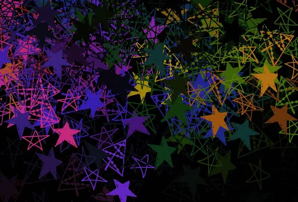 Dunkle Mehrfarbige Vektorschablone Mit Eisschneeflocken Sternen Gradient Bunte Illustration Mit — Stockvektor