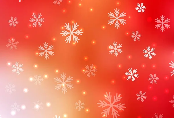 Rojo Claro Patrón Vector Amarillo Con Copos Nieve Navidad Estrellas — Archivo Imágenes Vectoriales
